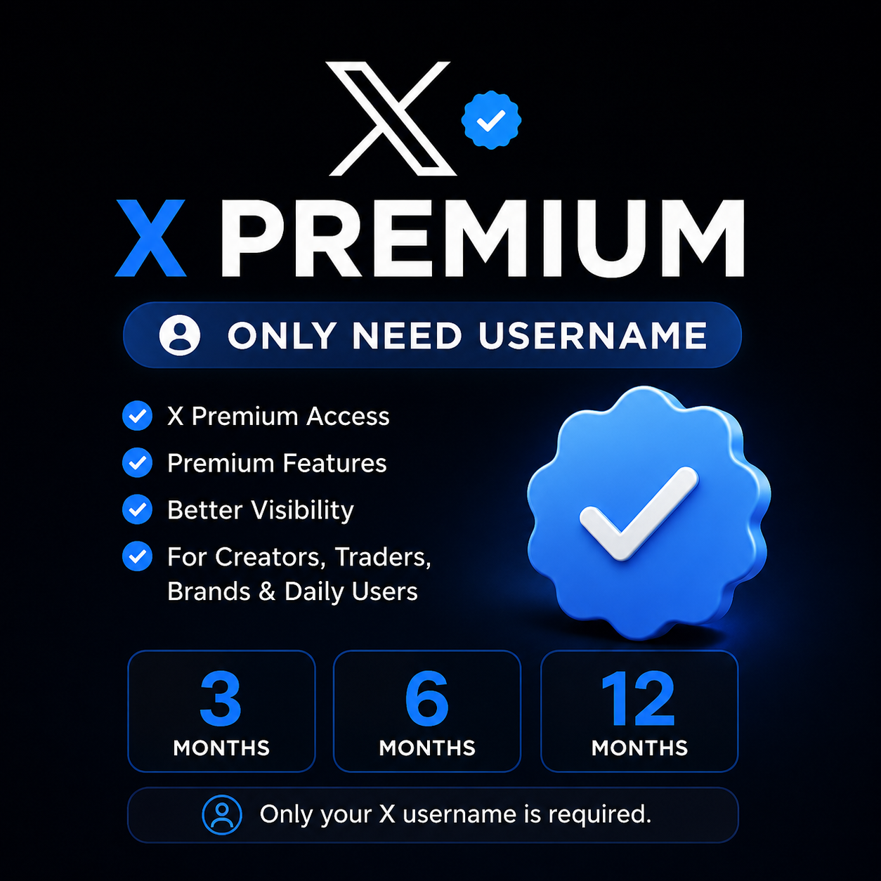 Twitter / X Premium (only need username)